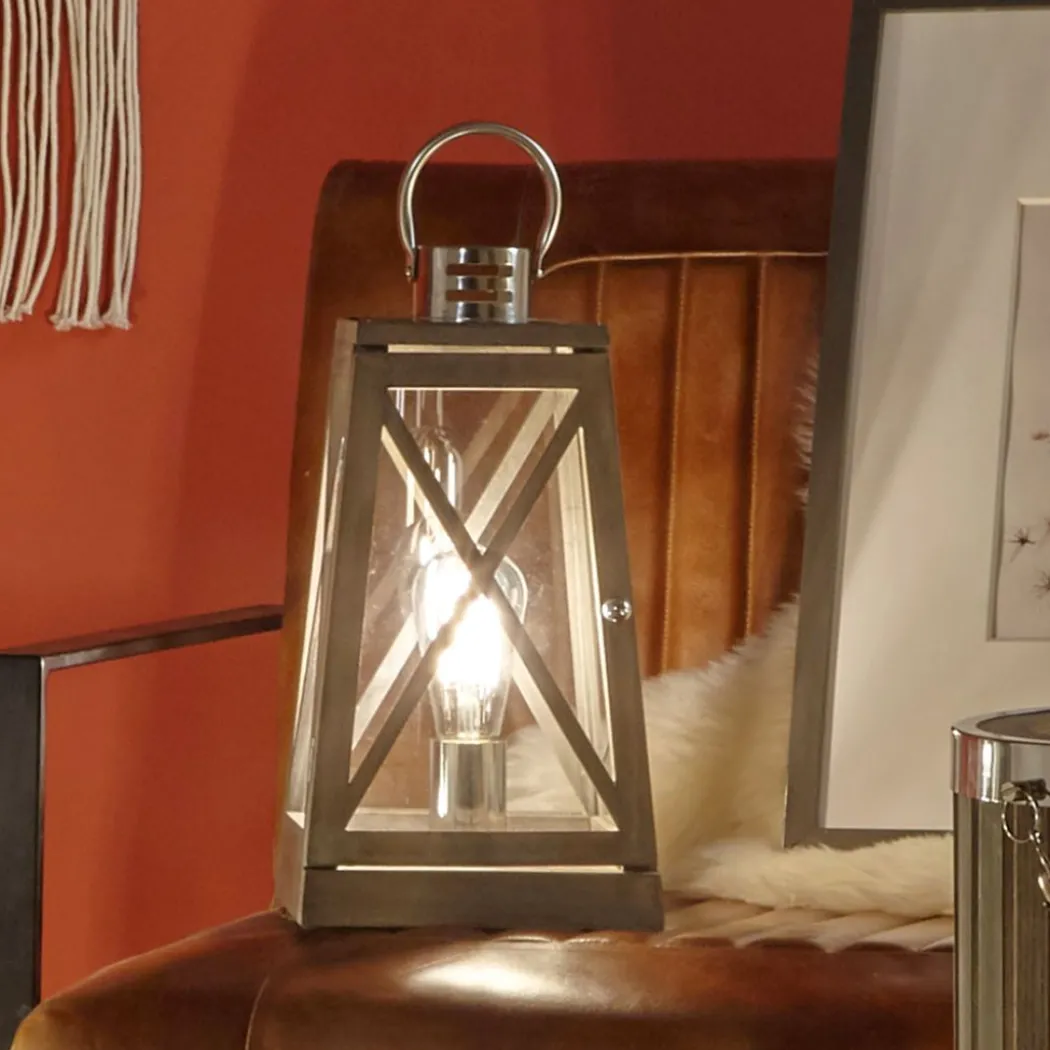 Devon Grey 44cm Lantern Table Lamp