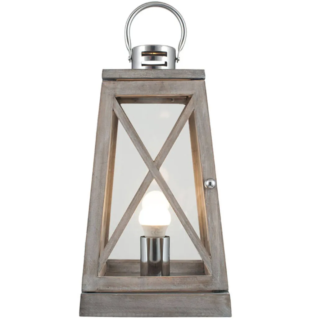 Devon Grey 44cm Lantern Table Lamp