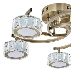 Dilan 5 Light Antique Brass LED Semi Flush Ceiling Light