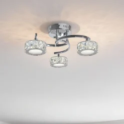 Dilan 3 Light Polished Chrome LED Semi Flush Ceiling Light