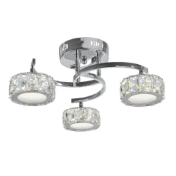 Dilan 3 Light Polished Chrome LED Semi Flush Ceiling Light