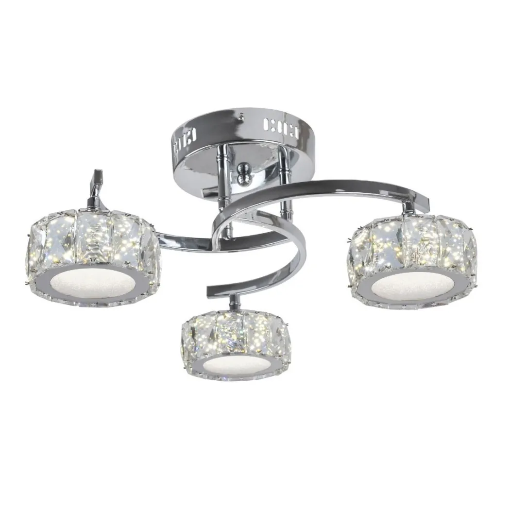 Dilan 3 Light Polished Chrome LED Semi Flush Ceiling Light
