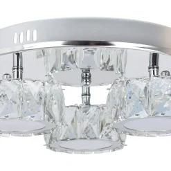 Dilan 3 Light Polished Chrome & Crystal LED Flush Ceiling Light