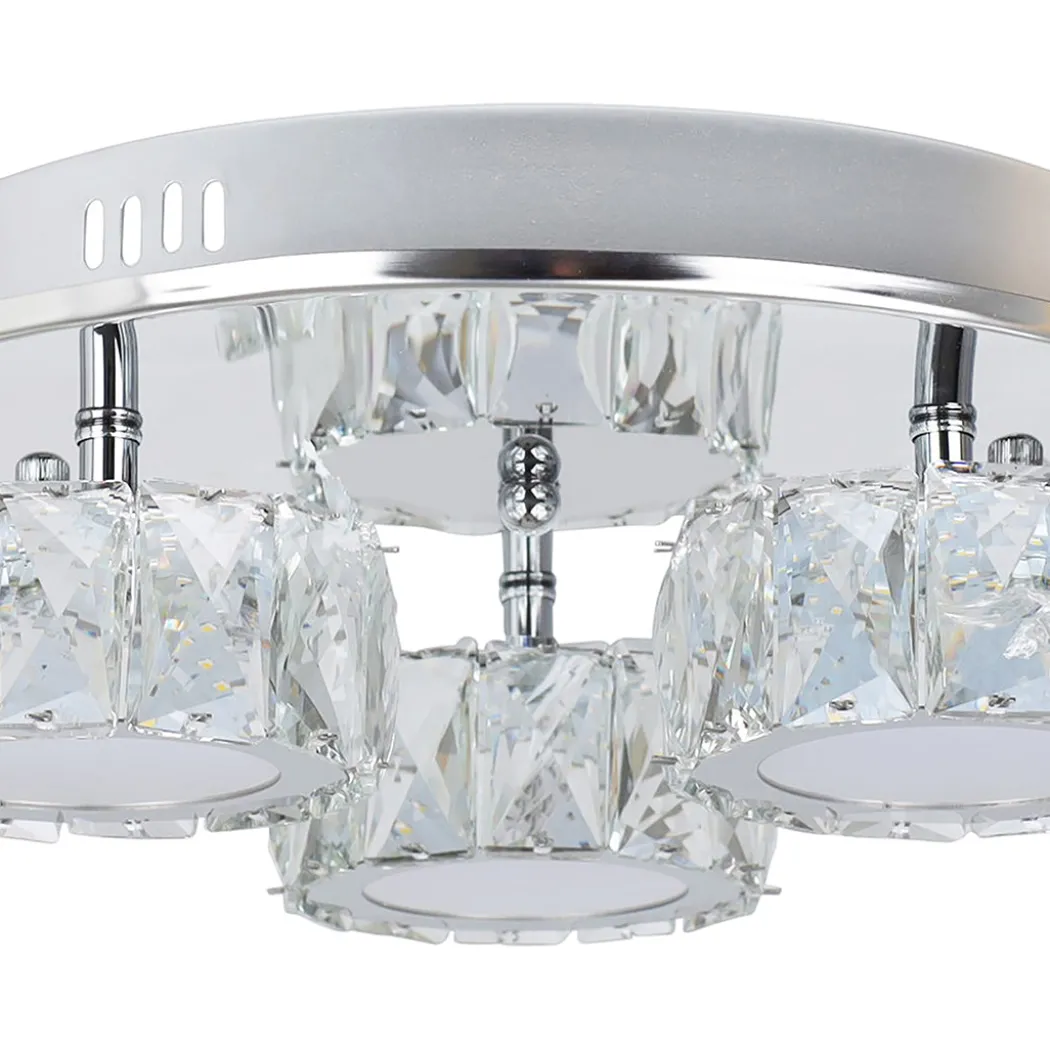 Dilan 3 Light Polished Chrome & Crystal LED Flush Ceiling Light