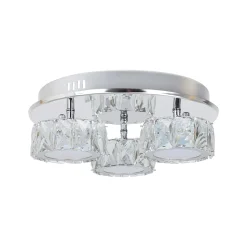Dilan 3 Light Polished Chrome & Crystal LED Flush Ceiling Light