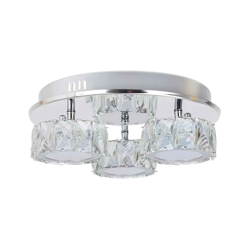 Dilan 3 Light Polished Chrome & Crystal LED Flush Ceiling Light