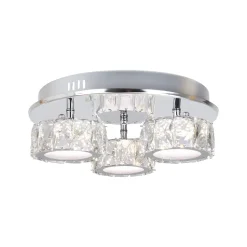 Dilan 3 Light Polished Chrome & Crystal LED Flush Ceiling Light