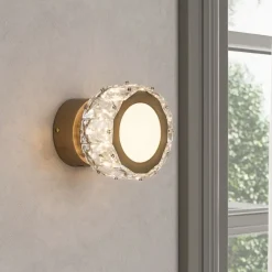 Dilan Antique Brass & Crystal LED Wall Light
