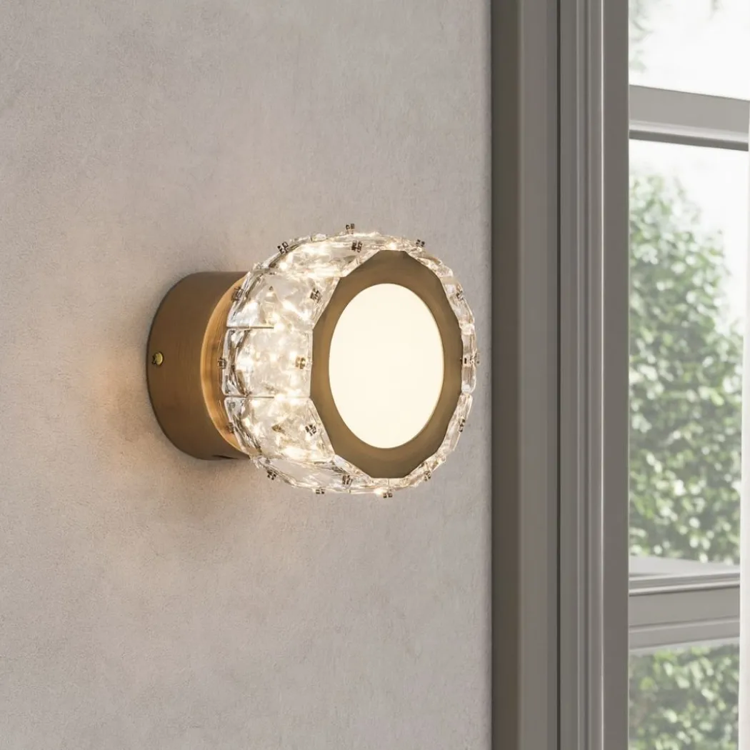 Dilan Antique Brass & Crystal LED Wall Light