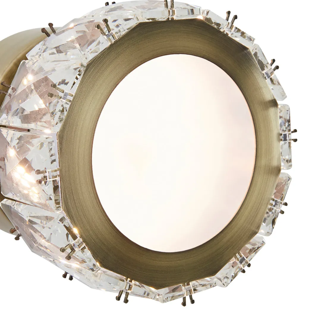 Dilan Antique Brass & Crystal LED Wall Light
