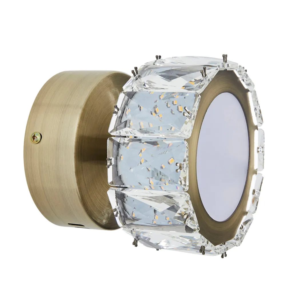 Dilan Antique Brass & Crystal LED Wall Light