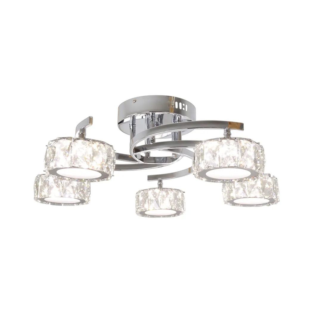Dilan 5-Light Polished Chrome LED Semi-Flush Ceiling Light