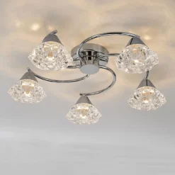 Dilys 5 Light Polished Chrome Semi Flush Ceiling Light