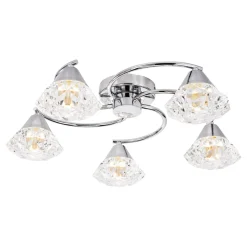 Dilys 5 Light Polished Chrome Semi Flush Ceiling Light