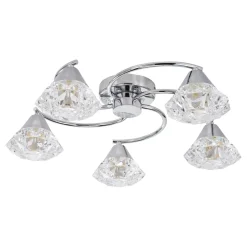 Dilys 5 Light Polished Chrome Semi Flush Ceiling Light