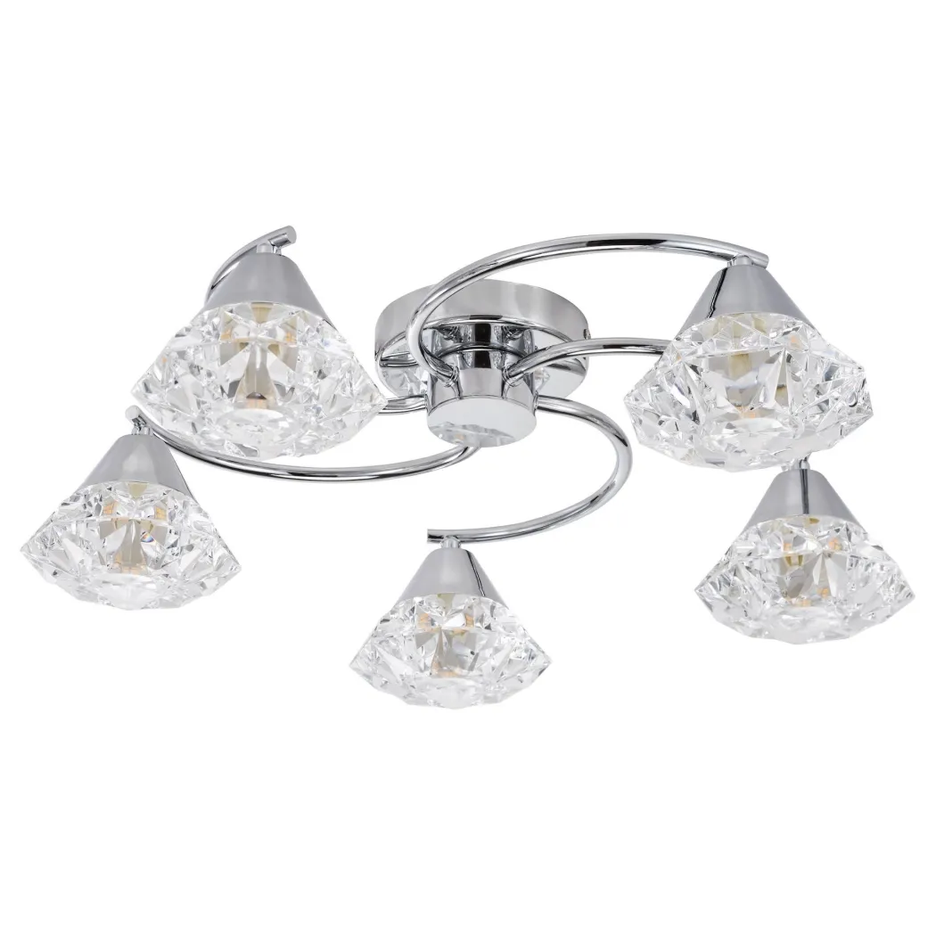 Dilys 5 Light Polished Chrome Semi Flush Ceiling Light
