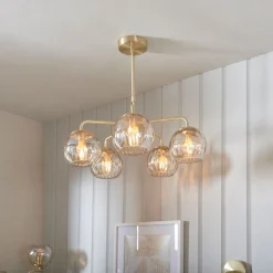 Dimple 5 Light Satin Brass Ceiling Pendant