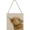 Donald the Highland Cow Small Wooden Hanging Block