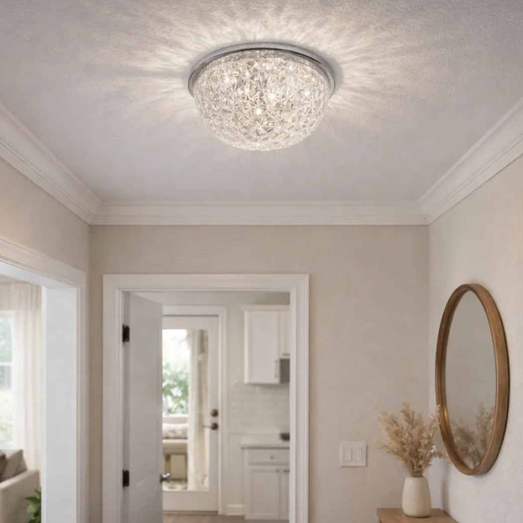 Donte Polished Chrome & Acrylic LED Small Flush Ceiling Light