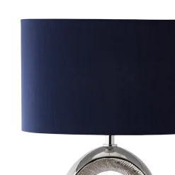 Dott Chrome Ceramic Table Lamp with Blue Shade