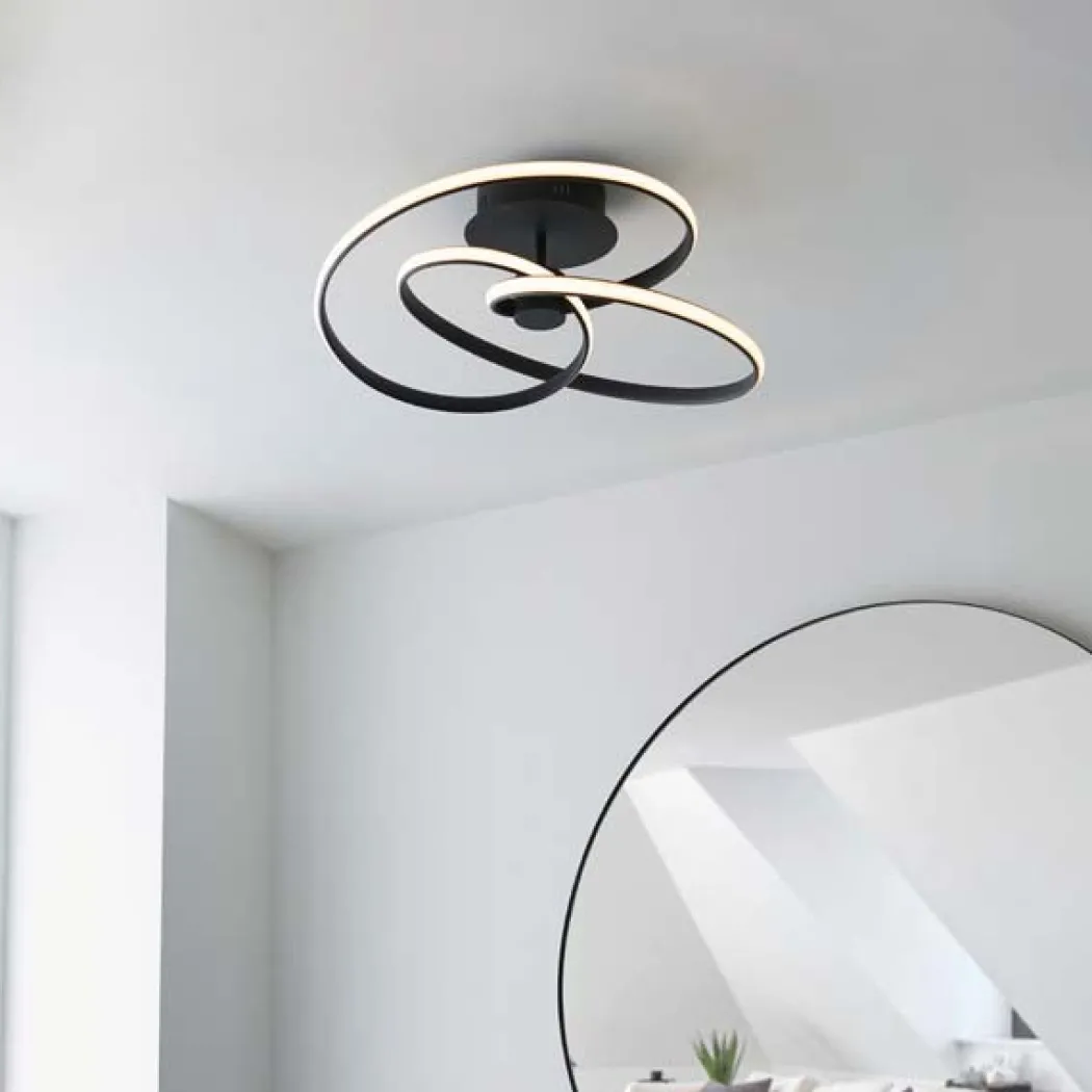 Dune LED Semi Flush Matt Black Ceiling Light