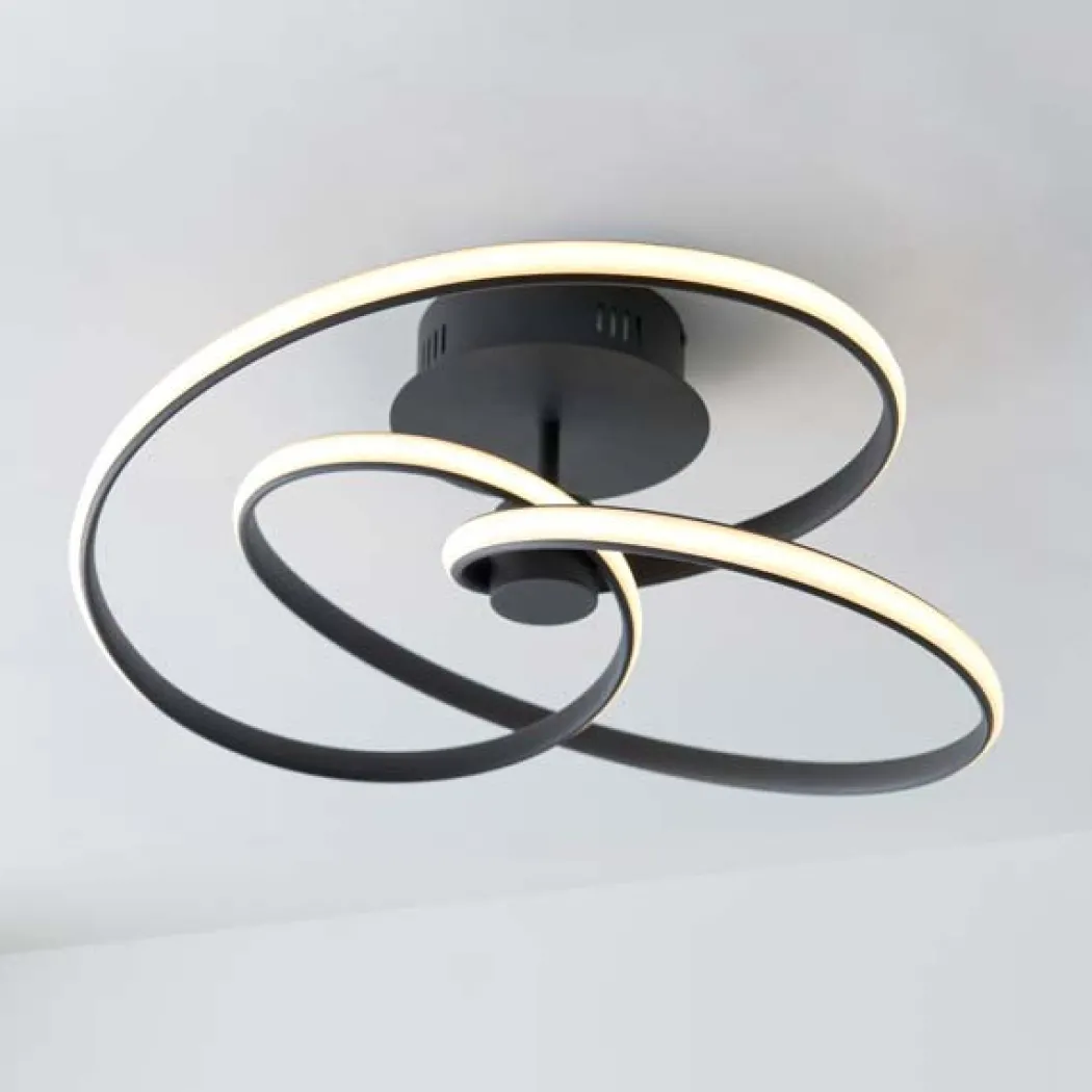 Dune LED Semi Flush Matt Black Ceiling Light