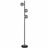 Eaen 3 Light Black and Gold Floor Lamp with Smoked Glass