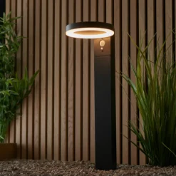 Ebro Outdoor IP44 PIR Black Solar-Powered Post
