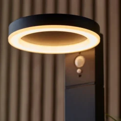 Ebro Outdoor IP44 PIR Black Solar-Powered Post