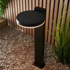 Ebro Outdoor IP44 PIR Black Solar-Powered Post