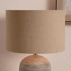 Edward 45cm Brown Linen Cylinder Shade