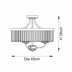 Elean 3 Light Antique Brass Glass Semi Flush Ceiling Light