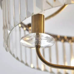 Elean 3 Light Antique Brass Glass Semi Flush Ceiling Light