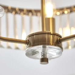 Elean 3 Light Antique Brass Glass Semi Flush Ceiling Light