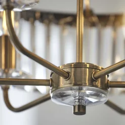 Elean 6 Light Antique Brass & Glass Pendant Ceiling Light