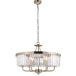 Elean 6 Light Antique Brass & Glass Pendant Ceiling Light