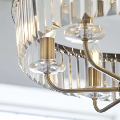 Elean 6 Light Antique Brass & Glass Pendant Ceiling Light