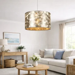 Elin Gold and Silver Textured Cylinder Shade