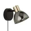 Elisa Plug In Smoked Glass Wall Light