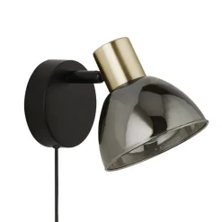 Elisa Plug In Smoked Glass Wall Light