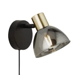 Elisa Plug In Smoked Glass Wall Light