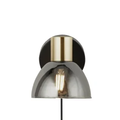 Elisa Plug In Smoked Glass Wall Light