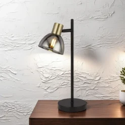 Elisa Smoked Glass Desk Table Lamp