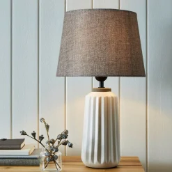 Ella Grey & White Ceramic Table Lamp