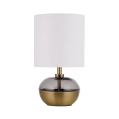 Emmy Antique Brass and Smoke Glass Table Lamp