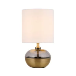 Emmy Antique Brass and Smoke Glass Table Lamp