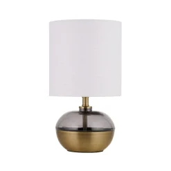 Emmy Antique Brass and Smoke Glass Table Lamp