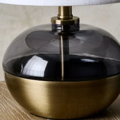 Emmy Antique Brass and Smoke Glass Table Lamp