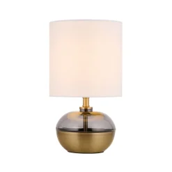Emmy Antique Brass and Smoke Glass Table Lamp