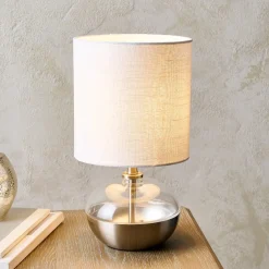 Emmy Satin Nickel and Clear Glass Table Lamp